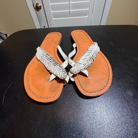 Coach size 7 white leatehr sandal slipper - Picture 5 of 8